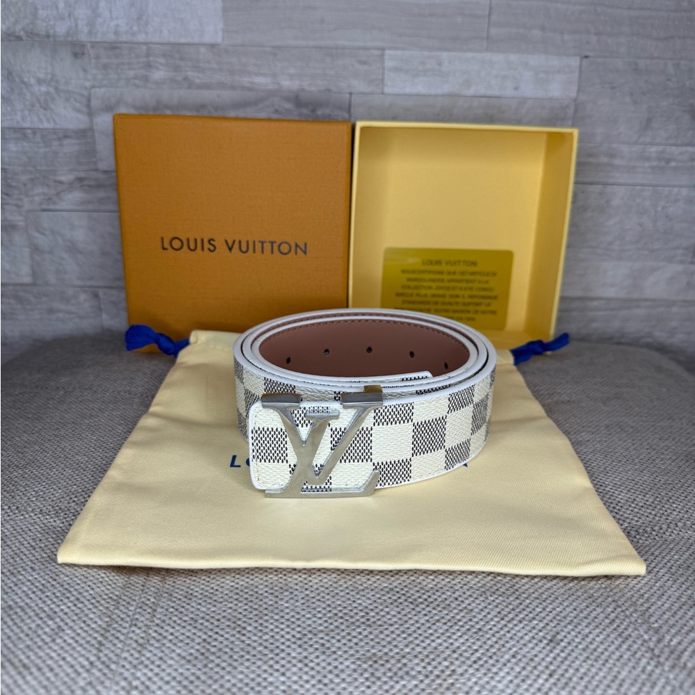 Louis Vuitton Ivory and Chestnut Checkered Belt